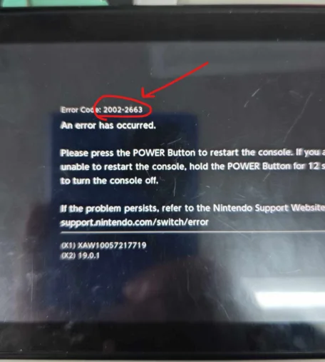 任天堂Switch错误代码2002-2663游戏卡带错误