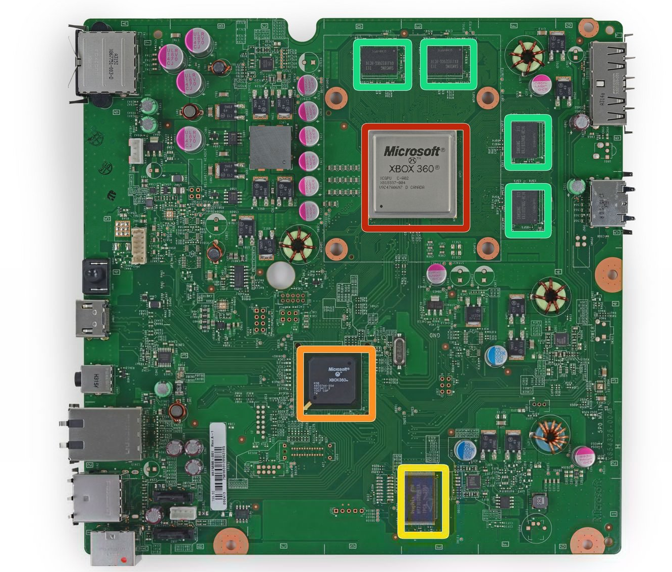 Xb​​ox 360 E 拆解主板芯片信息