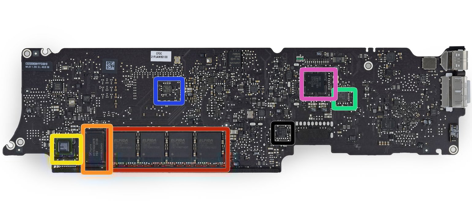 MacBook Air 11 2013年拆解主板芯片信息
