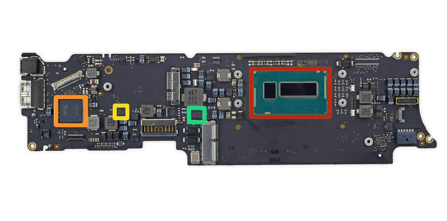 MacBook Air 11 2015 年拆解主板芯片信息