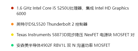 MacBook Air 11 2015 年拆解主板芯片信息