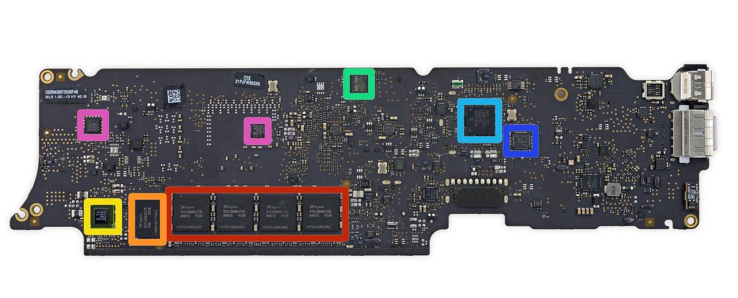 MacBook Air 11 2015 年拆解主板芯片信息